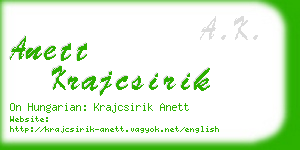 anett krajcsirik business card